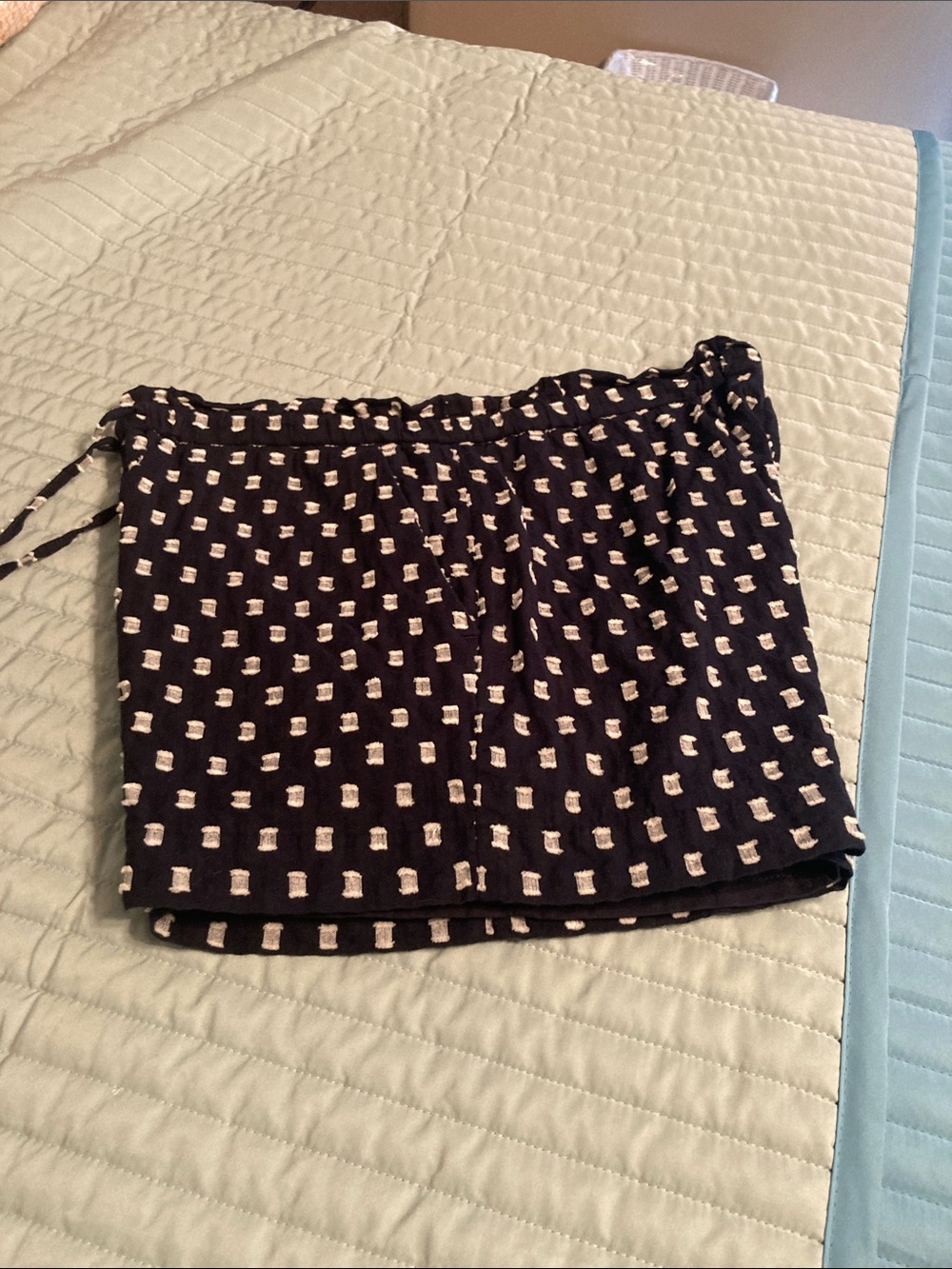 LOFT Black Shorts with Cream Dot Print